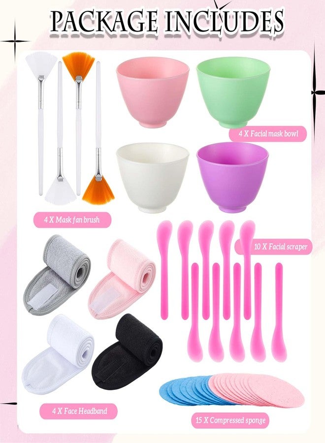 Reallnaive 37 Pcs Face Mask Mixing Bowl Set for Esthetician Supplies Tool Kit with Facial Mask Bowl Stick Spatula Soft Brushes Wet Puff Headband Clay Applicator Tools - Image 3